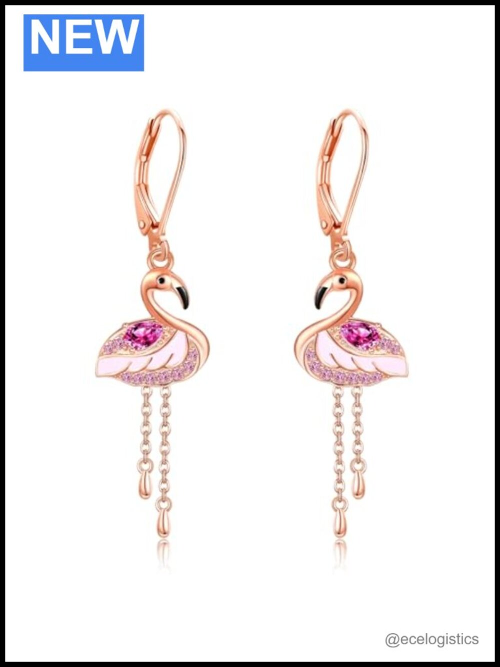 925 Sterling Silver Flamingo Dangle Drop Earrings Animal Jewelry Gift for Women